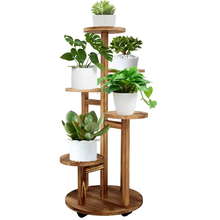 Multi tier planter pot holder flower stand balcony garden wood plant rack stand