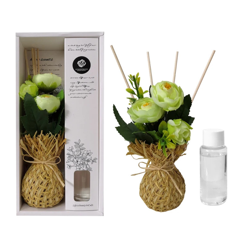 30ml High Quality  Custom Gift Box Home Decoration Luxury reed diffuser stick with flower