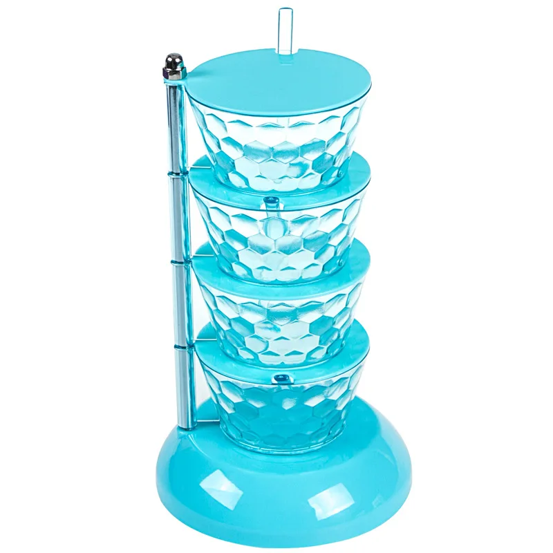 
standing type rotatable seasoning jar box Kitchen transparent plastic condiment storage box 