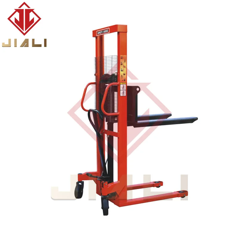 Ergonomic handle with special oil pump, mechanical brake, reinforced and durable manual hydraulic stacker