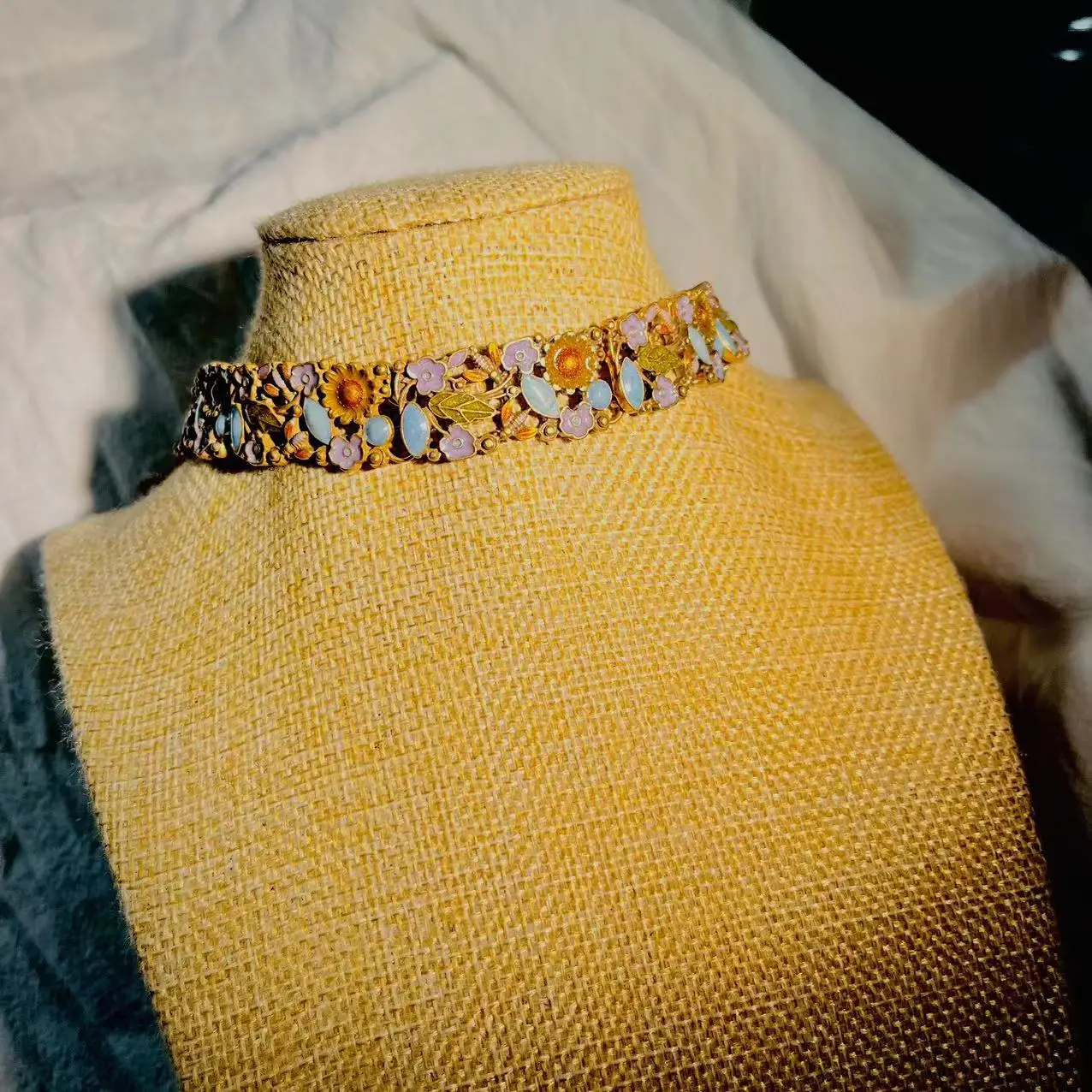 Handmade Vintage Bracelet and Necklace Drip Glaze Enamel Plated Real Gold Flower Garden Collection Fashion Women Jewelry Sets