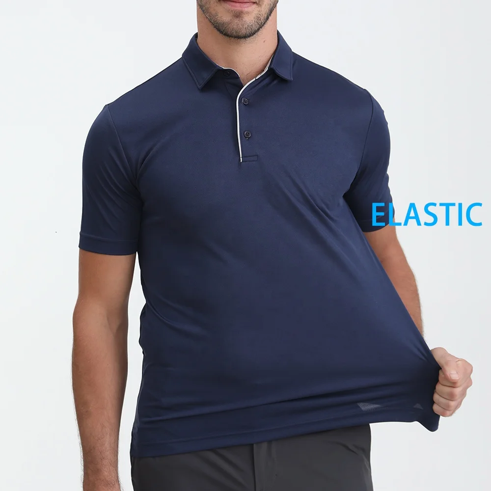 Super September Custom Your Own Brand Men Slim fit Solid Color Plain Sports Elastic Dry Fit ice Pique Golf T Shirts Polo Shirts