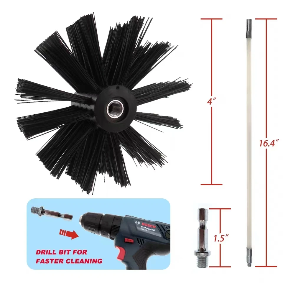 Nylon material high temperature resistant anti-aging retractable chimney pipe inner wall cleaning brush