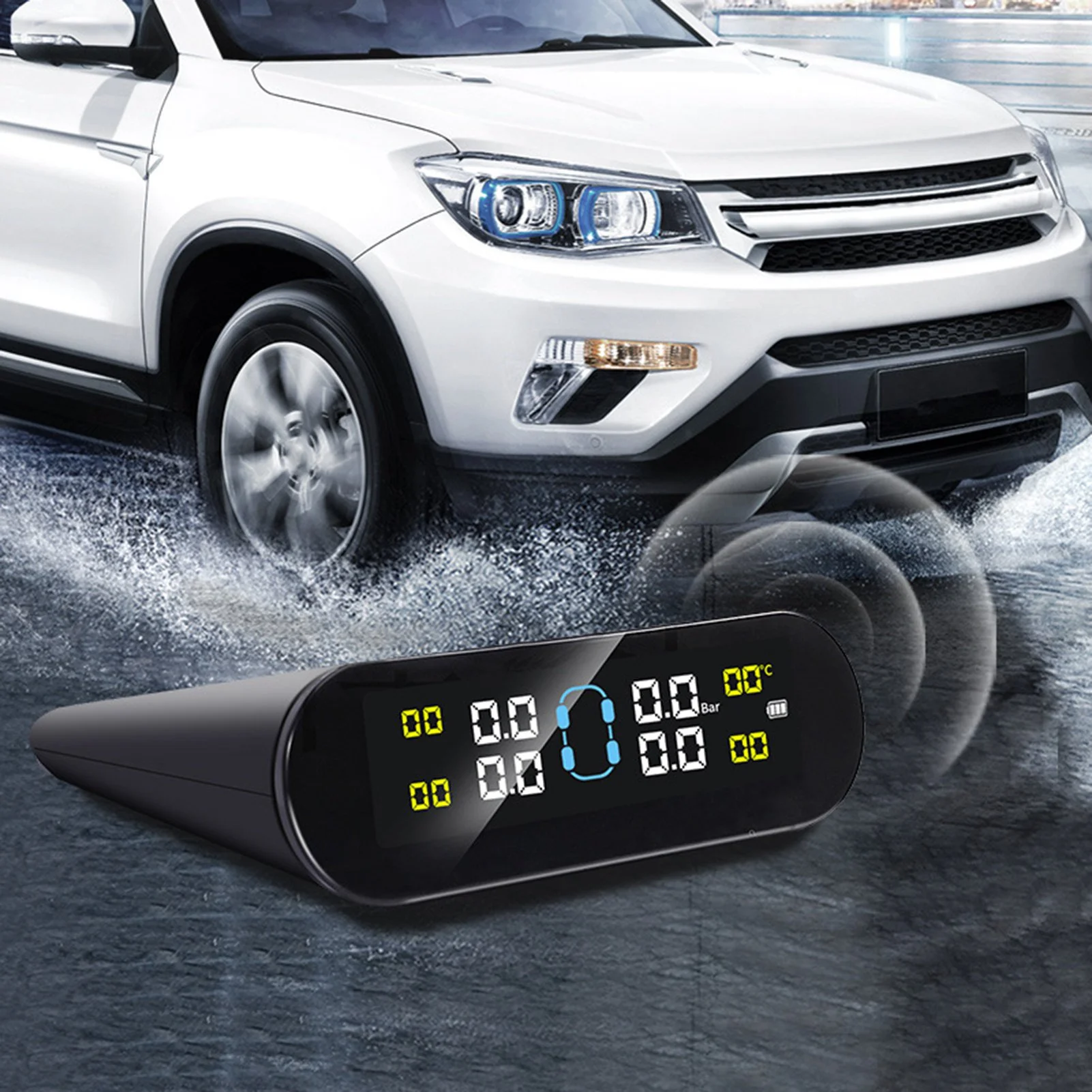 TPMS Tire Pressure Tester Monitor Solar Power LCD Display Car Security Alarm Tyre Pressure Monitoring System