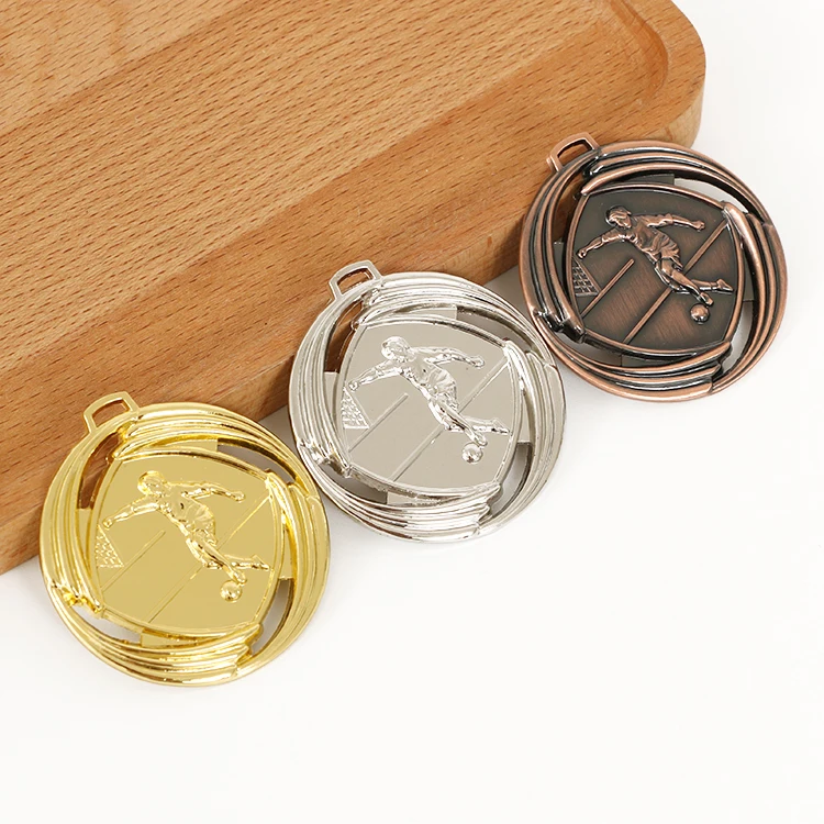 Cheap Award Football Metal Medals Iron Custom Soccer Medals And Trophies Sport Cut Out Medal