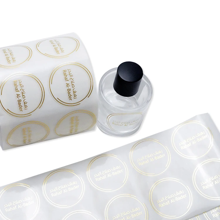 custom private high quality self adhesive bopp waterproof logo printing transparent round bottle stickers rose gold foil labels
