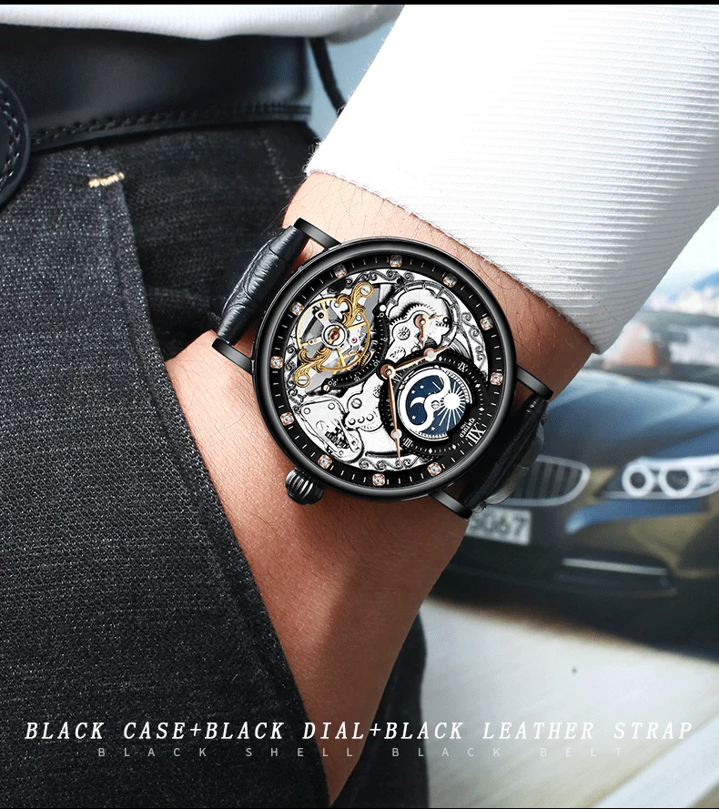 KINYUED hot products moon watch band gold man wristwatch luxury men wristwatch reloj para hombre watch for men