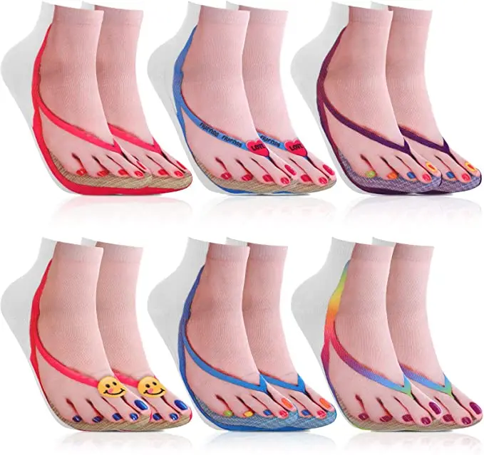 High quality  unisex ankle fashion funny flip flops cute womens sublimation print Funny socks