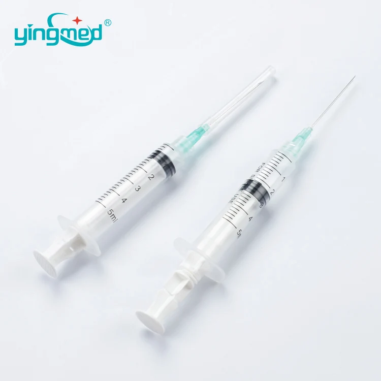 High quality retractable auto-disable syringe for single use, self destruction syringe