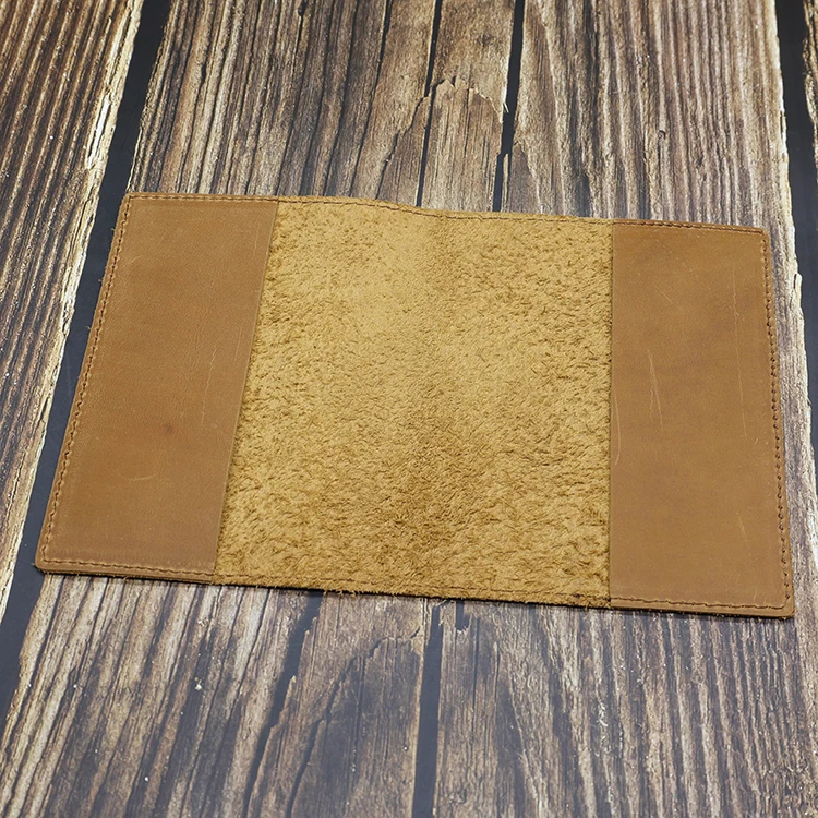 Hey Wing High Quality Light Brown Crazy Horse Genuine Leather Journal Cover with Pocket