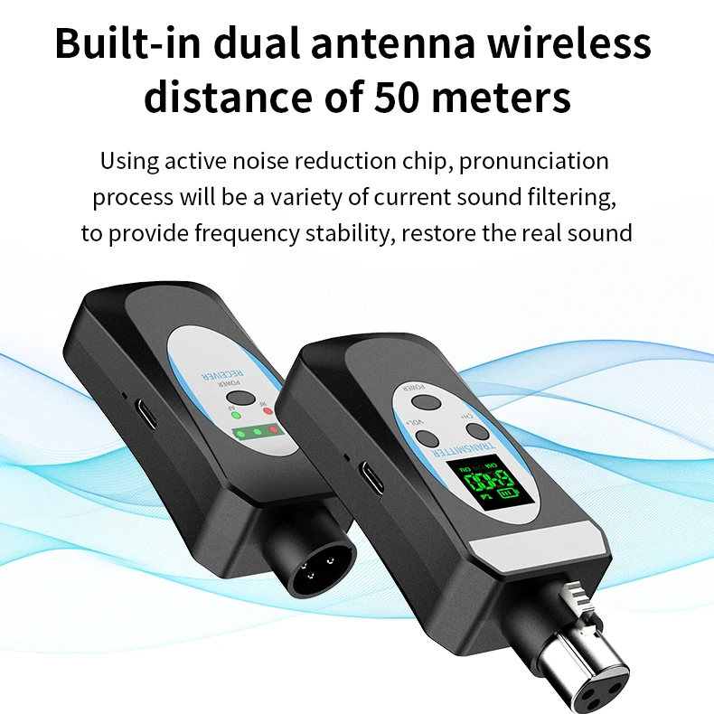 2023 new UHF UHF Digital Microphone Wired to Wireless Audio Transmitter and receiver professional uhf microphone xlr adapter