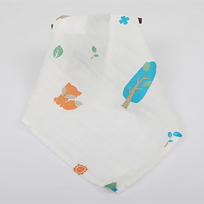 6-Layer Comfortable Cotton Gauze Baby Square Towel Cheap Stock Animal Floral Vintage Character Plant Hand Woven Hook Technique