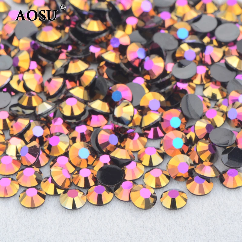 AOSU Wholesale 2mm 3mm 4mm 5mm 6mm Jelly Hyacinth AB Crystal Strass Applique Flatback Resin Rhinestones For DIY Crafts