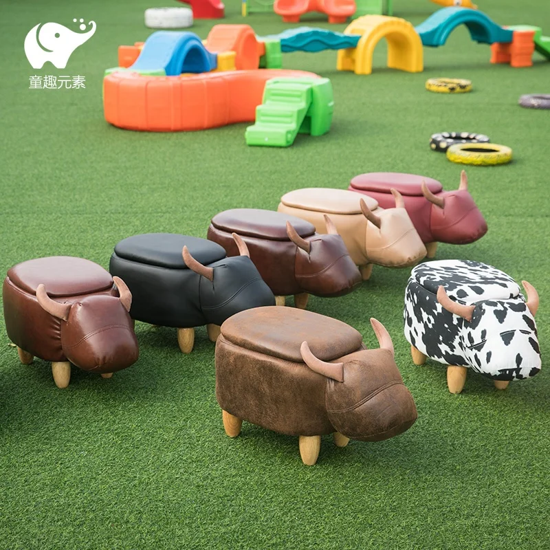 JX Living Room Furniture Seating Wooden Chair Animal Stool Deer Rabbit Cow Sheep Giraffe Animal Step Stool For Kids