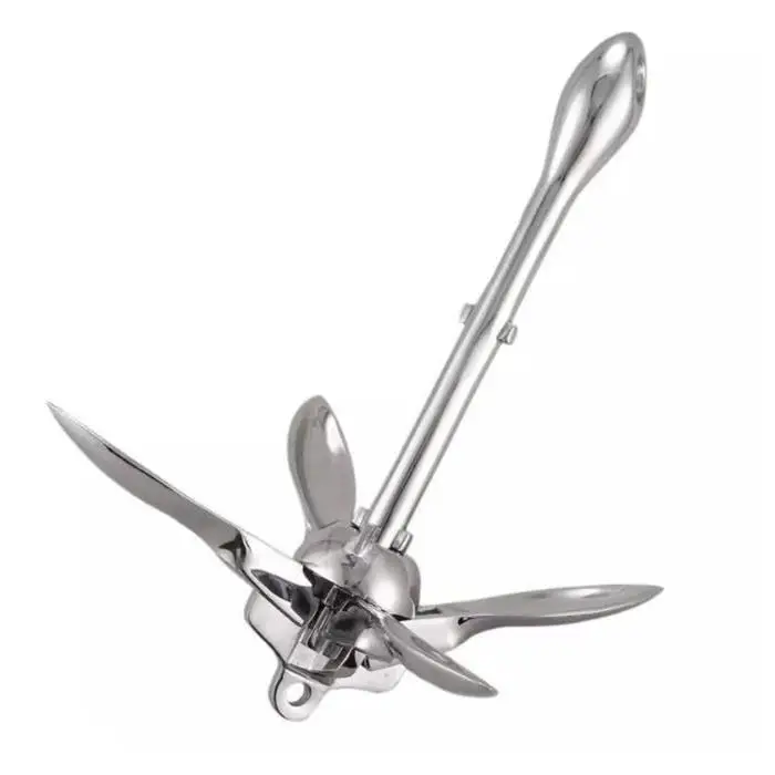 Mirror polish Marine Made Folding Grapnel Anchor Steel Stainless Boat Marine Yacht