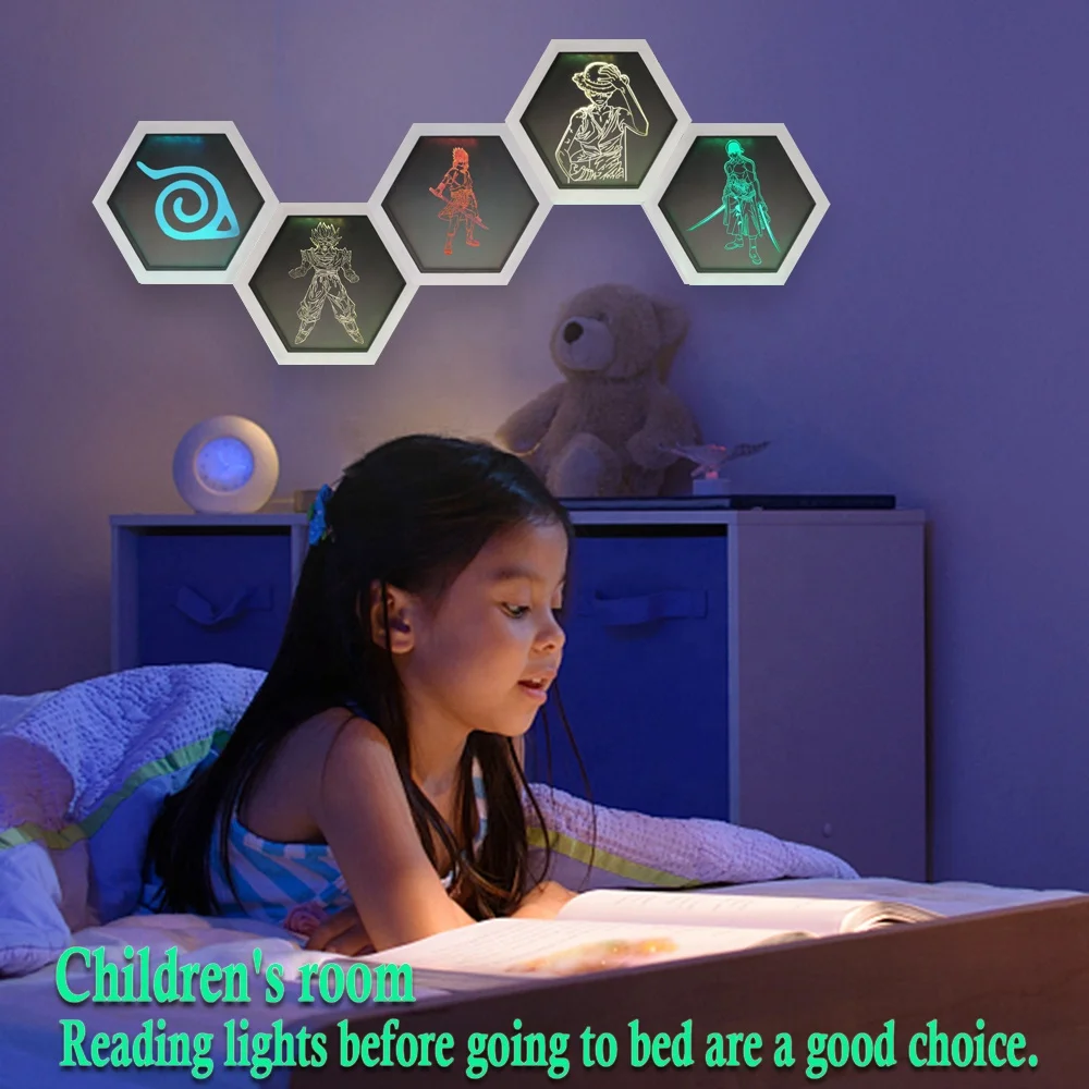 Dragon Ball Z Luffy Zoro Quantum light for Kid Bedroom Uzumaki toy Touch 7 Color Modular Hexagons Honeycomb Shape DIY Night Light