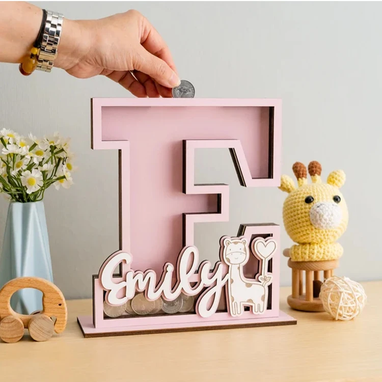 Копилка детская Подарочная Деревянная деревянная письмо