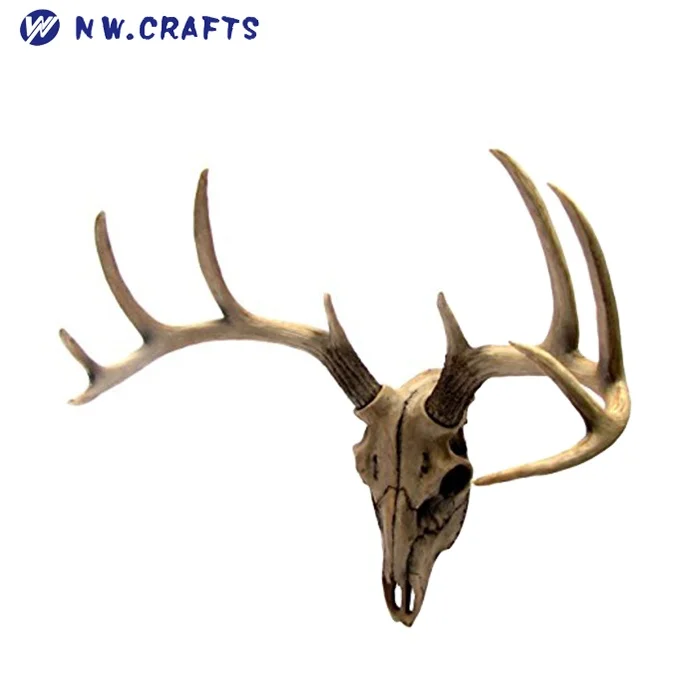 Deer Head Wall Mount Resin Deer Skull Antler Rack Bust Hunting Cabin or Lodge Decor