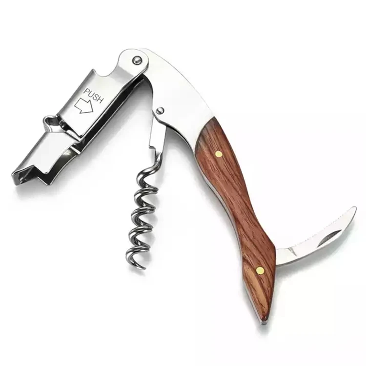 WELLFLYER BO-011 S2 Wine Bottle Openers Easily Use Custom Wooden Handle Corkscrew Wine Bottle Opener