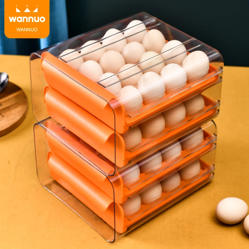 Wannuo модные коробки для яиц пластиковые контейнеры домашних животных прозрачный контейнер двухслойные кухонные органайзеры