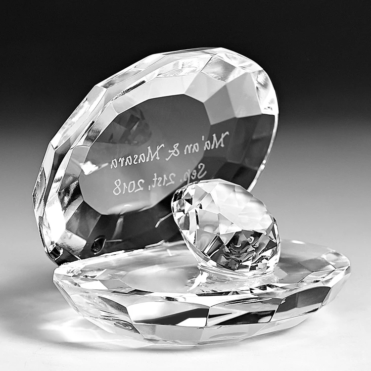 JY crystal crafts Wholesale Home Decorative Customized Crystal Seashell glass diamond with gift box