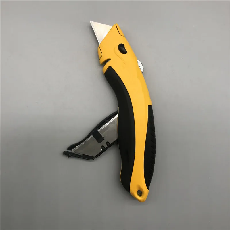 Gray color zinc alloy safe utility retractable blade knife change blade box cutter