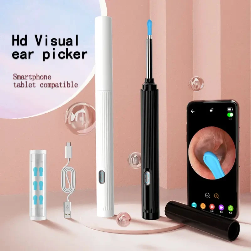 Beauty Rechargeable LED Light Electric Ear Wax Removal HD Smart Wireless Visual Ear Pick Spoon Cleaner Kit With Camera
