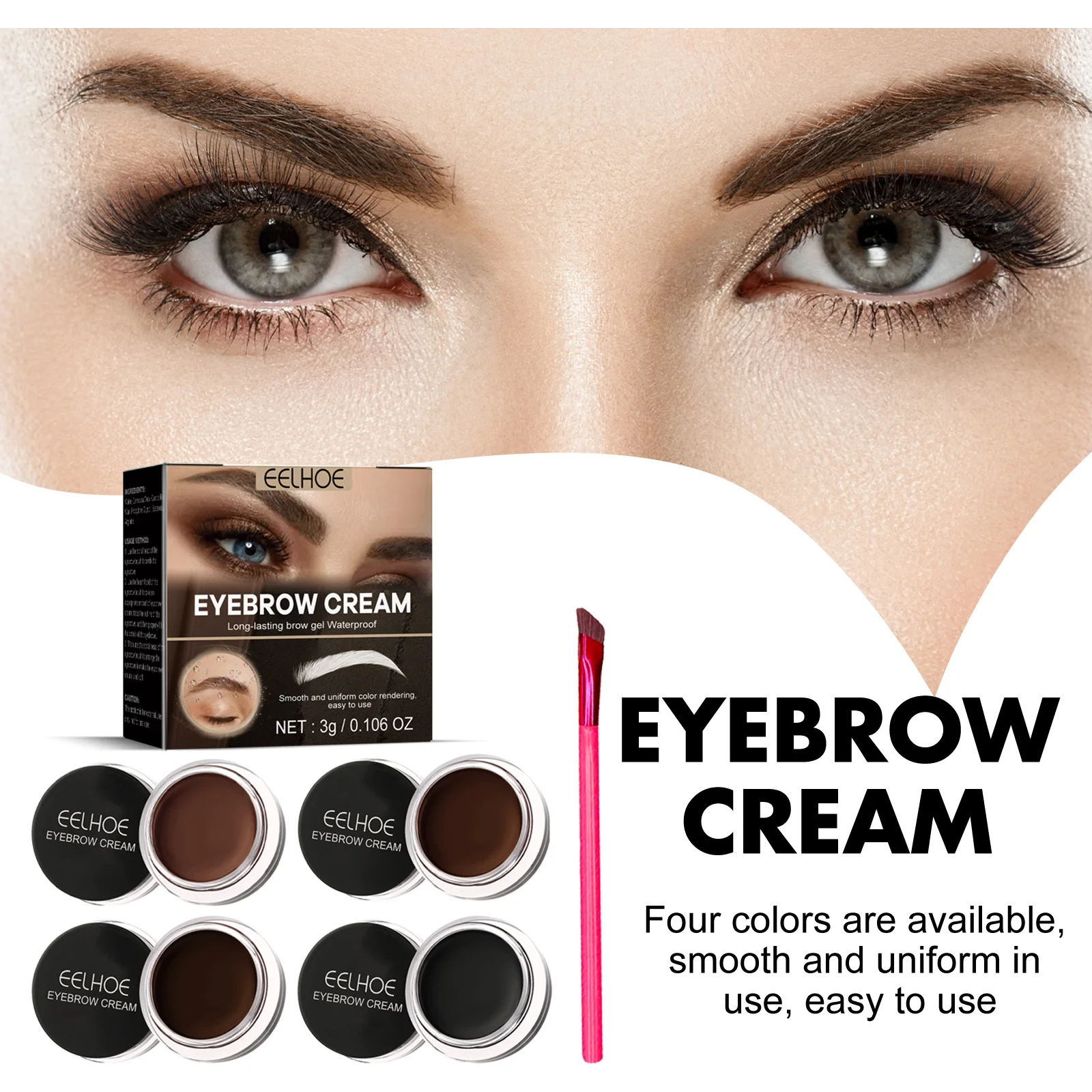 Natural Dry Fast smooth Easily Eye Brow Enhancers Cream Smudgeproof Sweat Resistant Formula Eyebrow Pomade Gel with brush