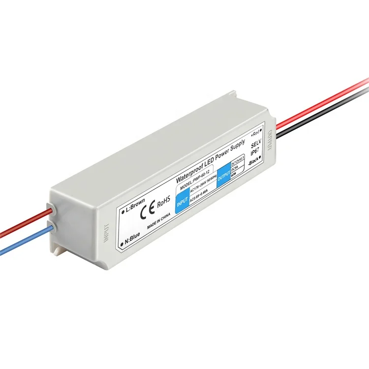 24V 2.5A 60W PWP-60-24  Plastic Case LED Driver IP67 CCTV Camera power supply Waterproof Switching Power Supply