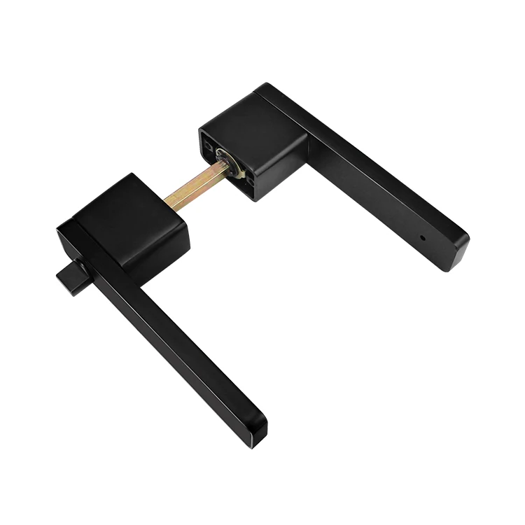 Matt Black Aluminum Alloy Minimalist Design Privacy Door Handle Lock Magnetic Door Handle for Wooden Doors