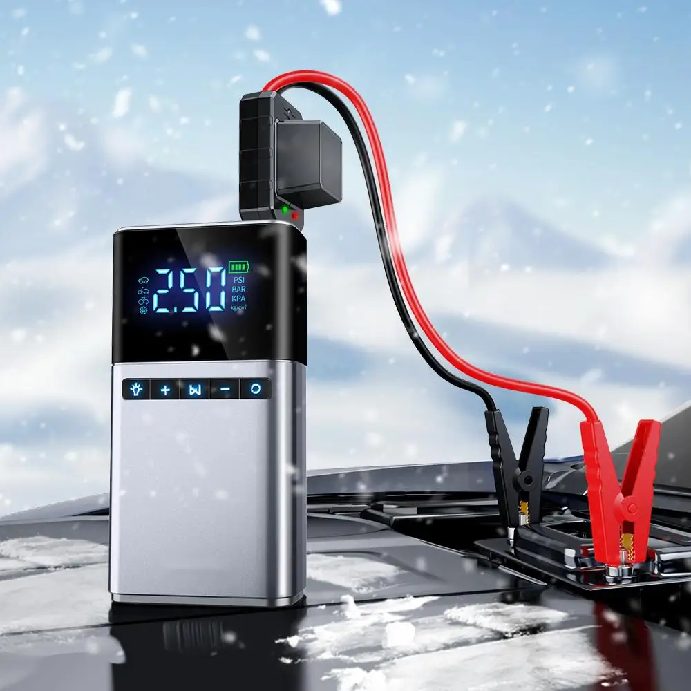 High Quality Digital 12000mah Car Jump Starter Compatible Air Pump Peak 2000A Jump Starter Air Inflator JUMP STARTER COMPRESSOR