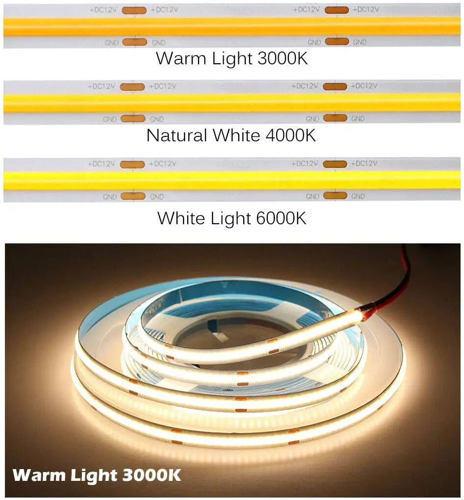 3mm Ultra Thin Fob Cob Led Strip Light 12v 2700k 3000k 5mm Slim Led Cob Strip 5mm Pcb Thin Cob Led Strip Light Streifen