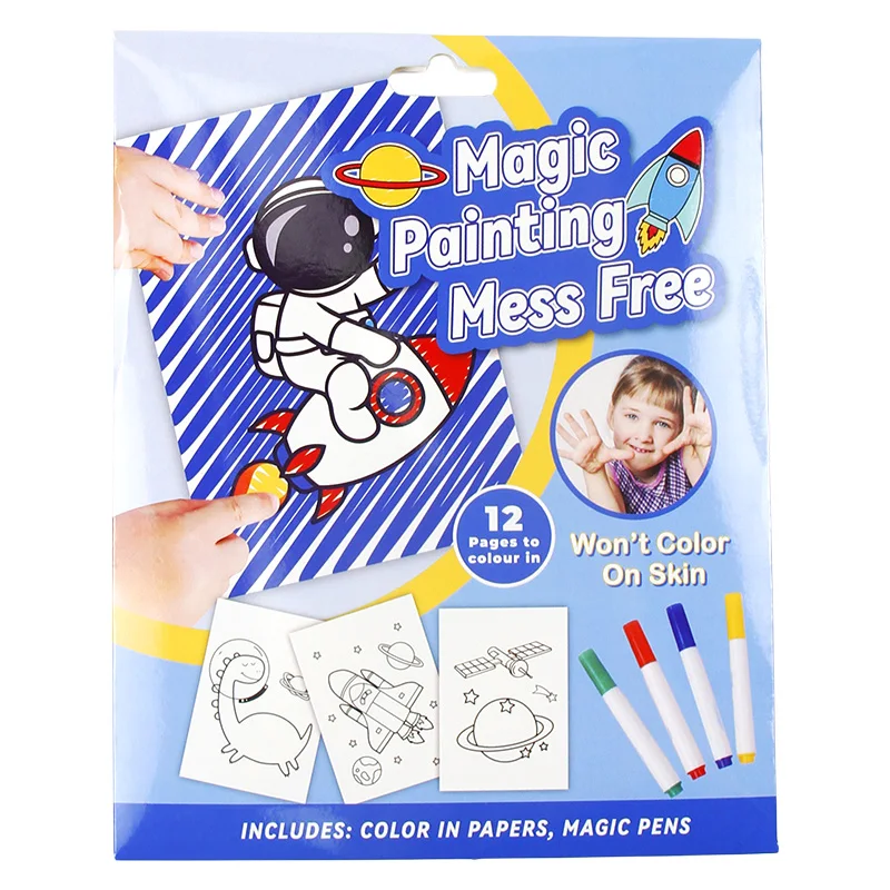 Magic Painting Mess Free Coloring Kit with 12 Pages and Magic Pens, Perfect for Toddlers and Young Children, for Girl and  Boy