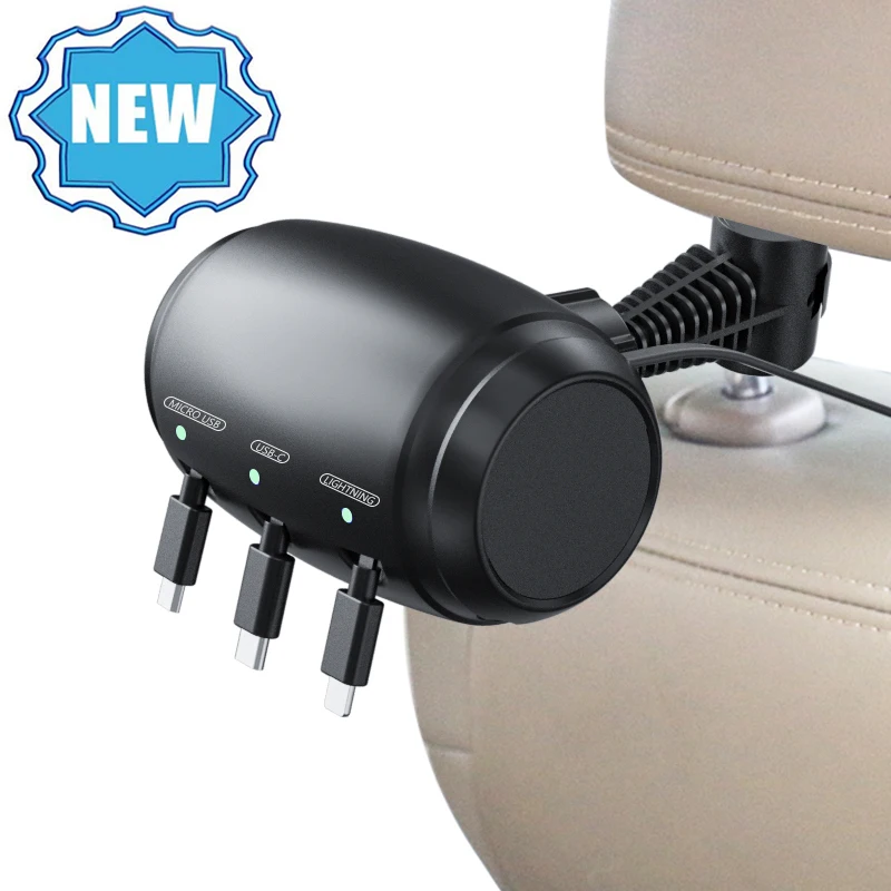 
Fartory Car Retractable Cord 3 in 1 Power Charging Station Car Charger,Universal Phones and Tablets 
