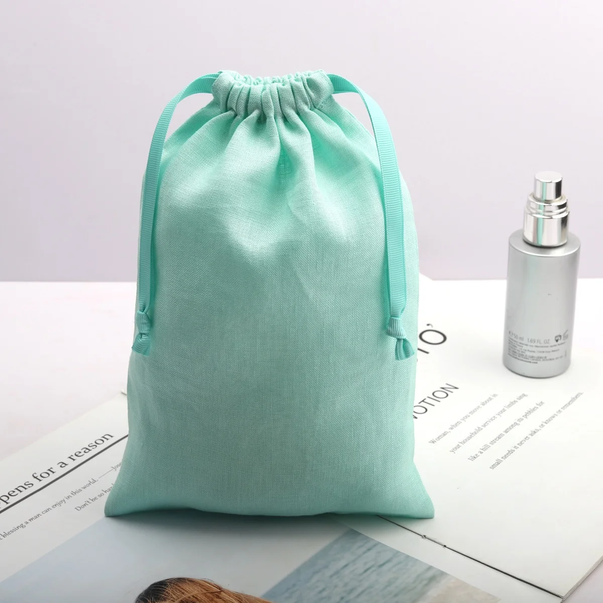 Eco-Friendly 100% Linen Drawstring Bag For Bread Food High Quality Wedding Party Favor Gift Packing Dust Cotton Pouch