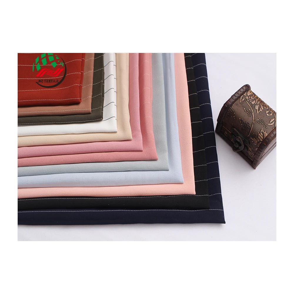 Wholesale 113GSM 98% Polyester and 2% Rayon COMPOSITE STRIPES Fabric for Women Clothing FabricsZNO-09-001