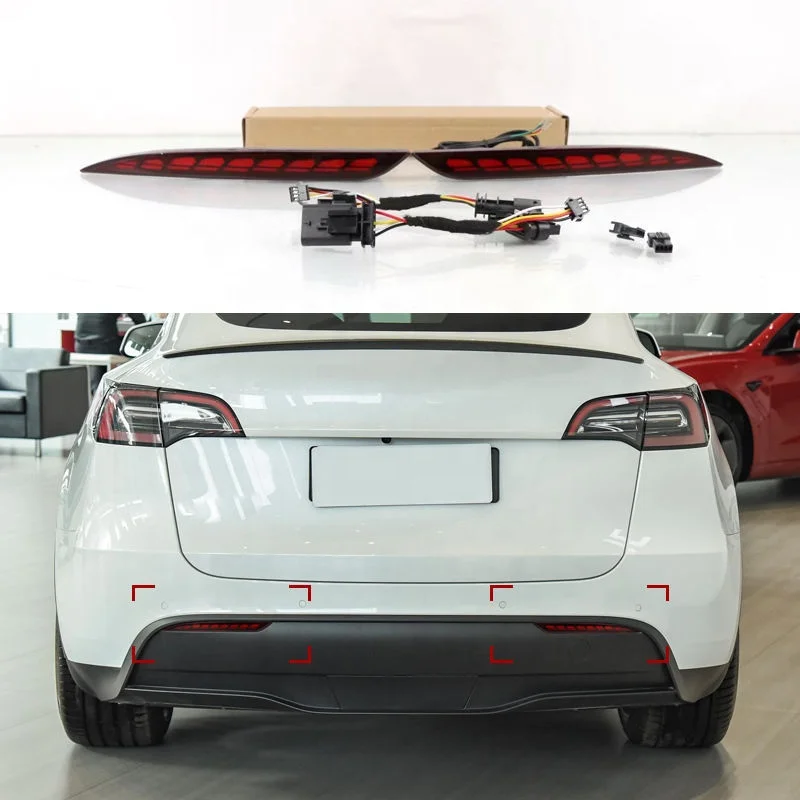 Car Exterior Accessories Rear Bumper Lights Turn Signal Brake Lamp Rear Bumper Reflector for Tesla Model Y