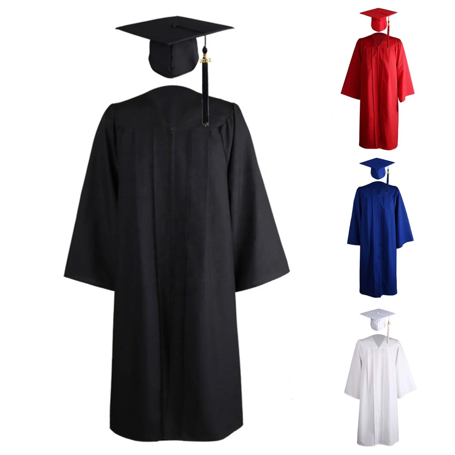 Factory Custom Good Quality 2024 Wholesale Unisex Colorful  Graduation Gown and Cap