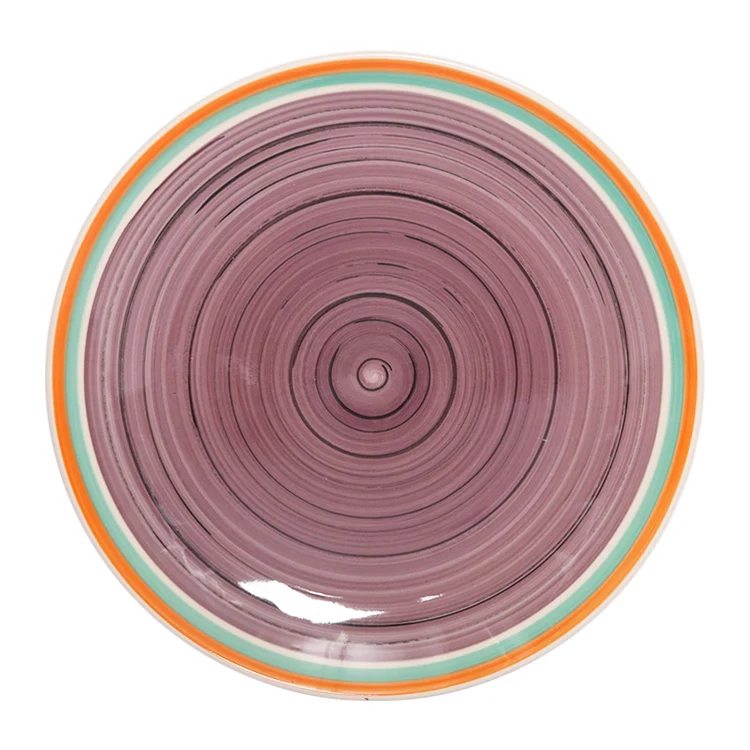 Best sales new design plate restaurant,colorful hand painted round ship Ceramic Restaurant Plate