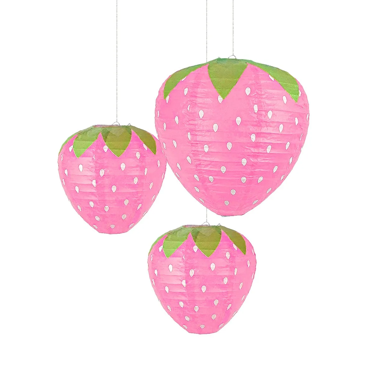 3d strawberry-shaped paper lantern spring strawberry theme party decor children day special-shaped paper lantern baby shower