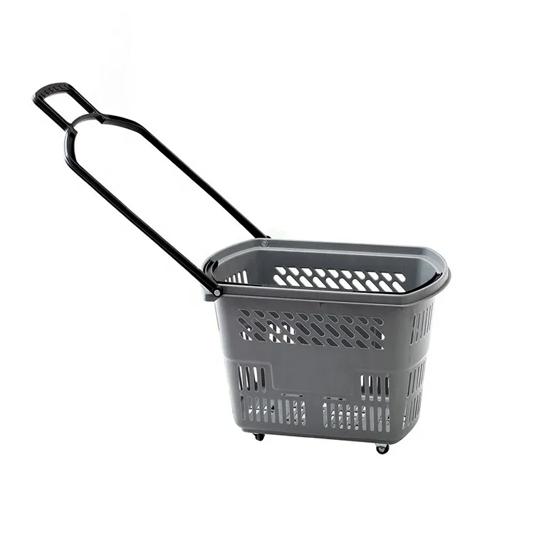 45L 4 Wheel Shopping Trolley Supermarket Shopping Basket Trolley for Sale