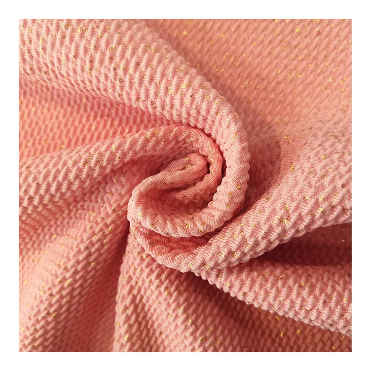 ready for ship polyester spandex pink color solid shimmer bullet fabric on sale