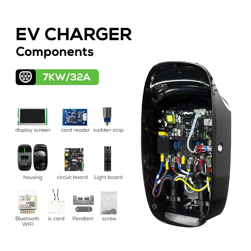 Ovrod Type 2 ev charger enclosure 7kW 32a Pcba Assembly Ckd Part Ev Charger Components Ckd Kits