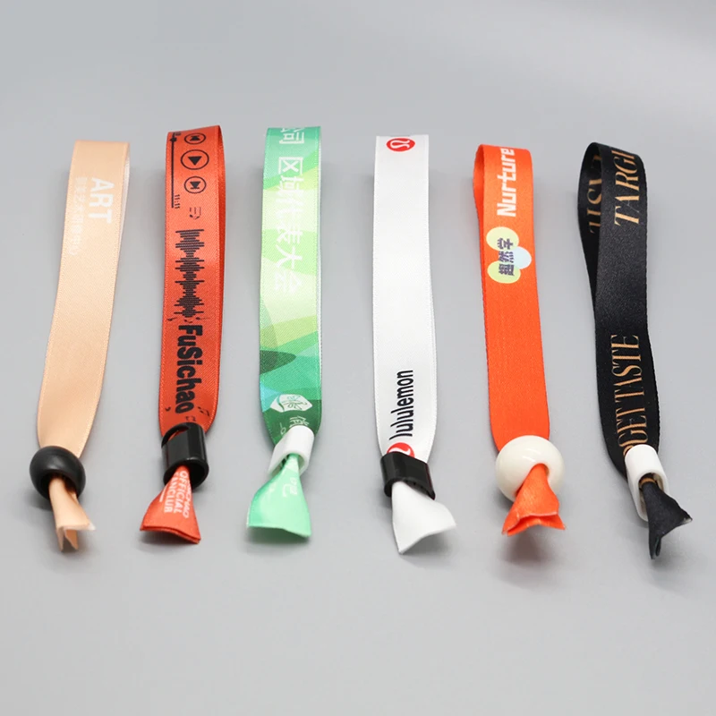 2024 Handmade Fabric Woven Cloth Wristband Party Personal Logo Wrist Band for Festival Event Fabric Bracelets With Lock