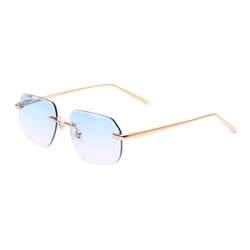 2023 Luxury designer brand Irregular sun glasses High quality diamond cut rimless metal men sunglasses custom wholesale