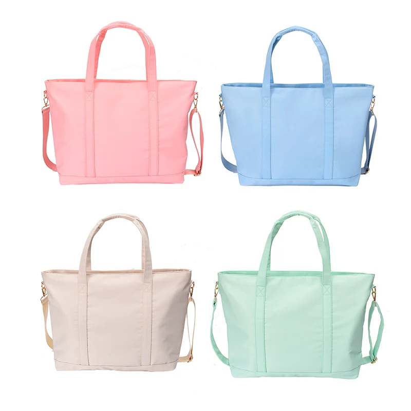 Stock M L Size Pink Lilac Nude Black Ice Blu Inner Pockets Large Travel Shoulder Bag Messenger Nylon Tote Bag