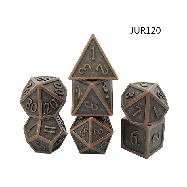 
Ancient style brown color antique finished custom dice metal with box for broad game 