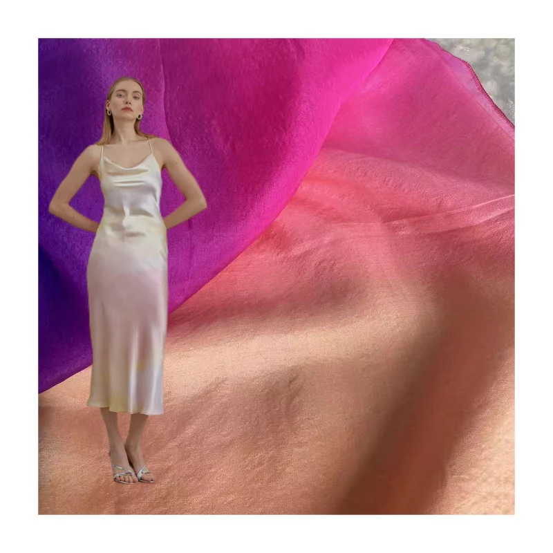 Manufacturer 6A Grade Custom Scarf and Garment Fabric 100% Real Natural Silk Ombre Dyed Silk Paj Fabric