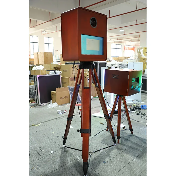 Portable Real Wood Light Weight Touch Screen DSLR Vintage PhotoBooth with Printer and Camera