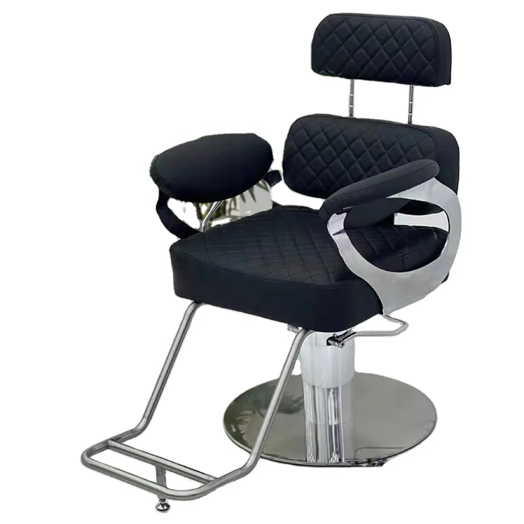 Yicheng Beauty CE Standard Retro Men All Black Barber Chair classics Salon Hairdressing chairs Hydraulic chair Factory wholesale